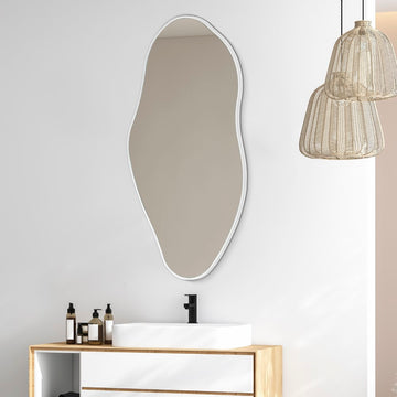 Everly 20 in. W x 42 in. H Large Irregular Framed Decorative Wall Mirror - JONATHAN Y